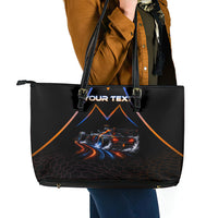 Personalized Night Race Division Motorsport Leather Tote Bag Futuristic Neon Open Wheel Auto Racing