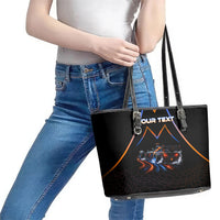 Personalized Night Race Division Motorsport Leather Tote Bag Futuristic Neon Open Wheel Auto Racing
