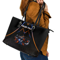 Personalized Night Race Division Motorsport Leather Tote Bag Futuristic Neon Open Wheel Auto Racing