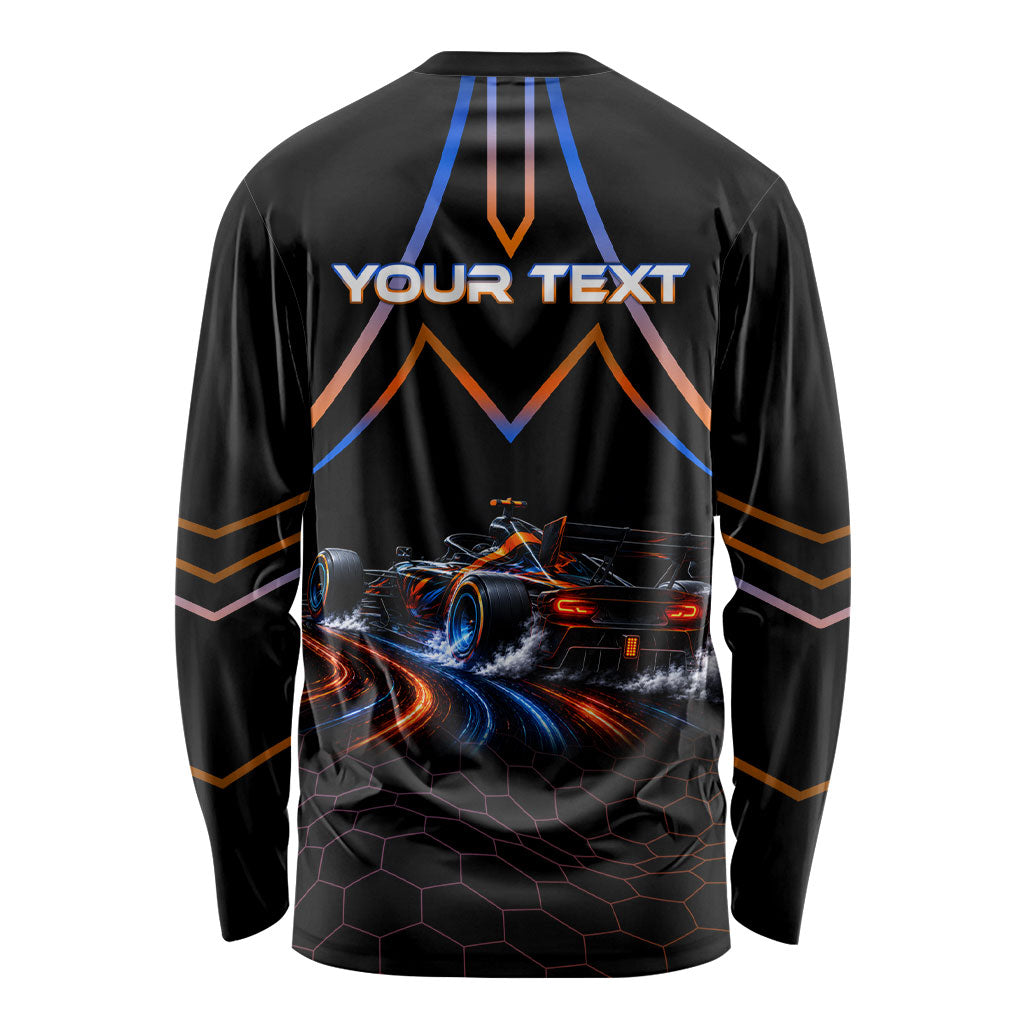 Personalized Night Race Division Motorsport Long Sleeve Shirt Futuristic Neon Open Wheel Auto Racing