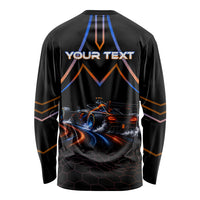 Personalized Night Race Division Motorsport Long Sleeve Shirt Futuristic Neon Open Wheel Auto Racing
