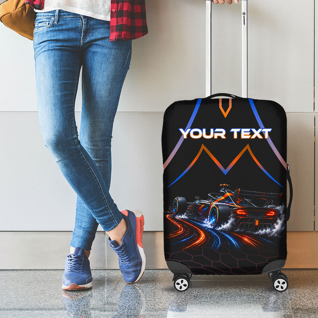 Personalized Night Race Division Motorsport Luggage Cover Futuristic Neon Open Wheel Auto Racing