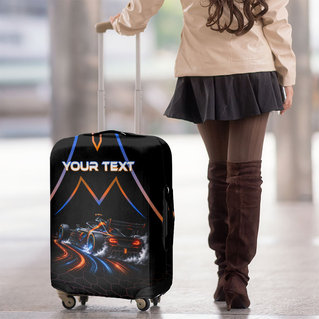 Personalized Night Race Division Motorsport Luggage Cover Futuristic Neon Open Wheel Auto Racing