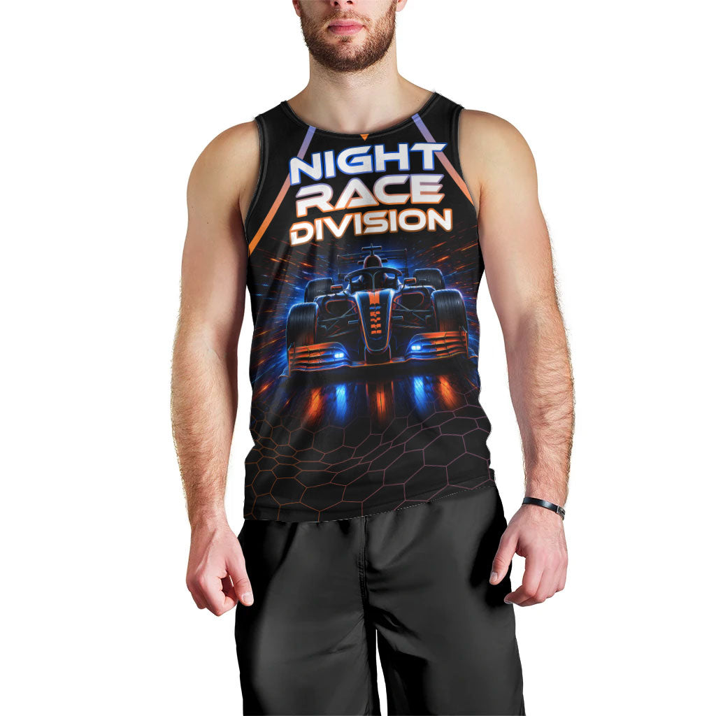 Personalized Night Race Division Motorsport Men Tank Top Futuristic Neon Open Wheel Auto Racing