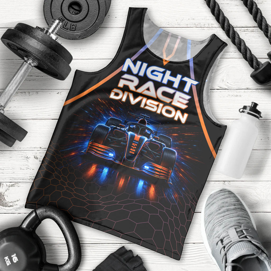Personalized Night Race Division Motorsport Men Tank Top Futuristic Neon Open Wheel Auto Racing