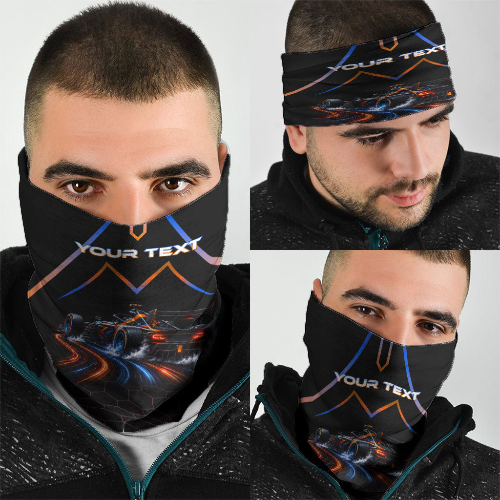 Personalized Night Race Division Motorsport Neck Gaiter Futuristic Neon Open Wheel Auto Racing