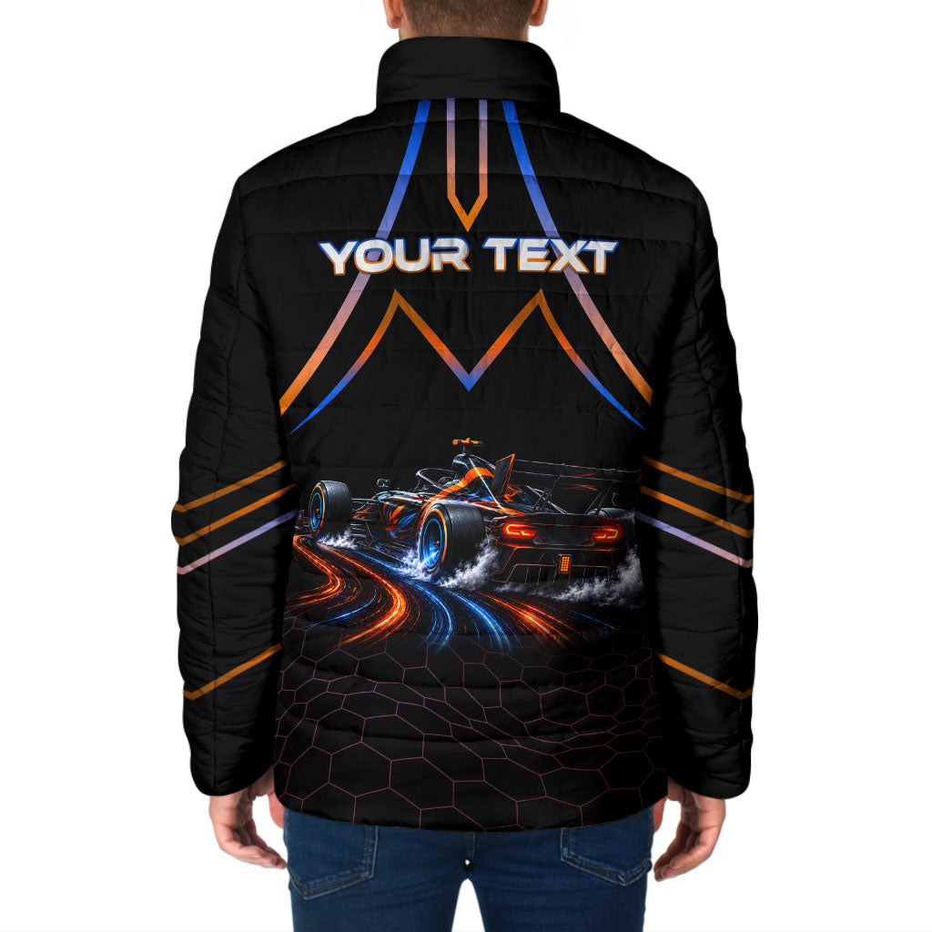 Personalized Night Race Division Motorsport Padded Jacket Futuristic Neon Open Wheel Auto Racing