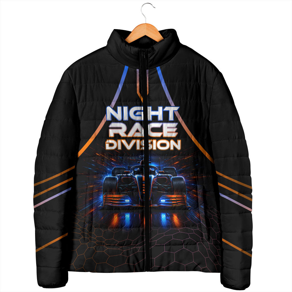 Personalized Night Race Division Motorsport Padded Jacket Futuristic Neon Open Wheel Auto Racing