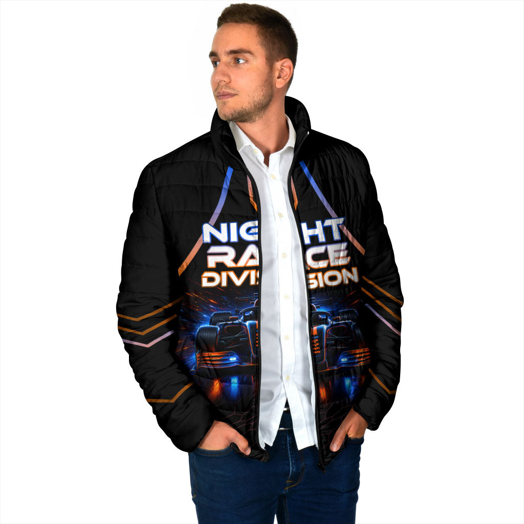 Personalized Night Race Division Motorsport Padded Jacket Futuristic Neon Open Wheel Auto Racing