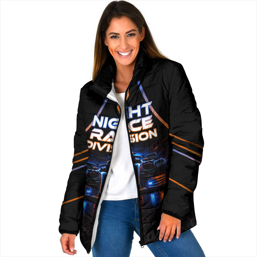 Personalized Night Race Division Motorsport Padded Jacket Futuristic Neon Open Wheel Auto Racing