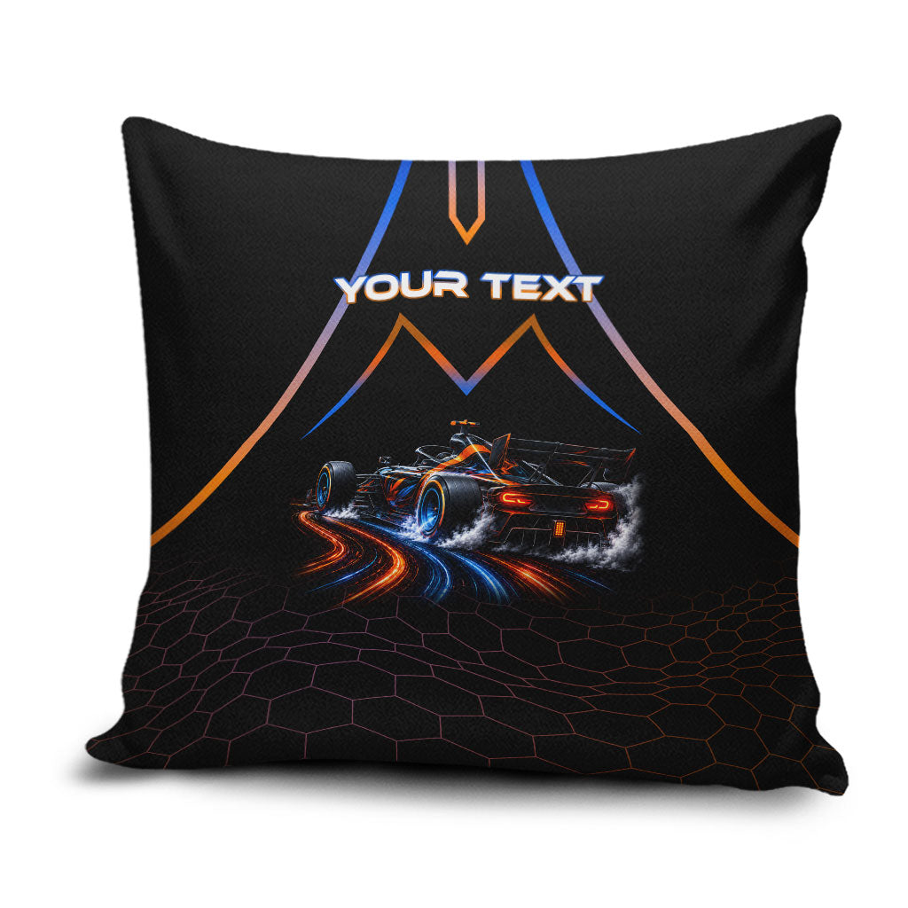 Personalized Night Race Division Motorsport Pillow Cover Futuristic Neon Open Wheel Auto Racing