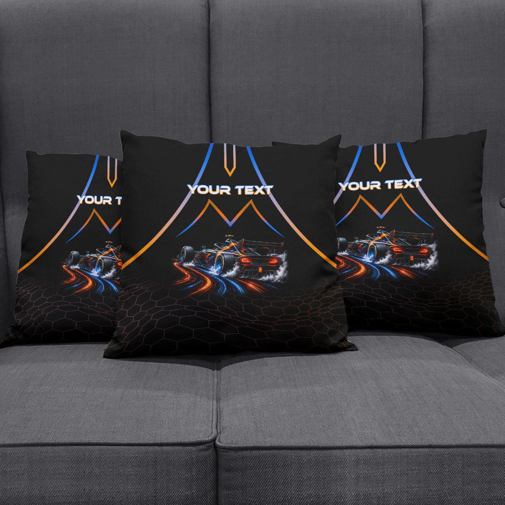 Personalized Night Race Division Motorsport Pillow Cover Futuristic Neon Open Wheel Auto Racing