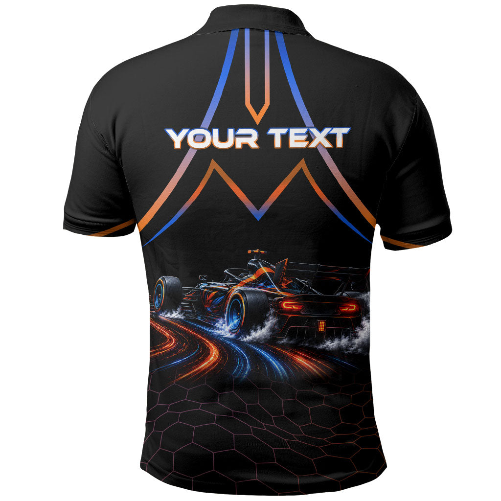 Personalized Night Race Division Motorsport Polo Shirt Futuristic Neon Open Wheel Auto Racing