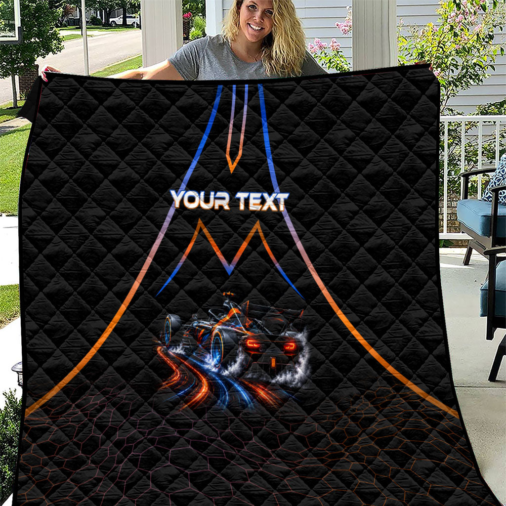 Personalized Night Race Division Motorsport Quilt Futuristic Neon Open Wheel Auto Racing