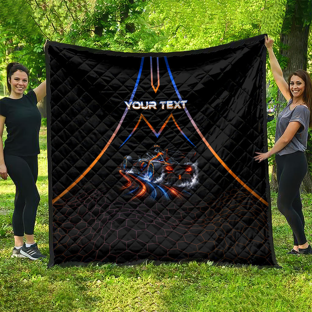 Personalized Night Race Division Motorsport Quilt Futuristic Neon Open Wheel Auto Racing
