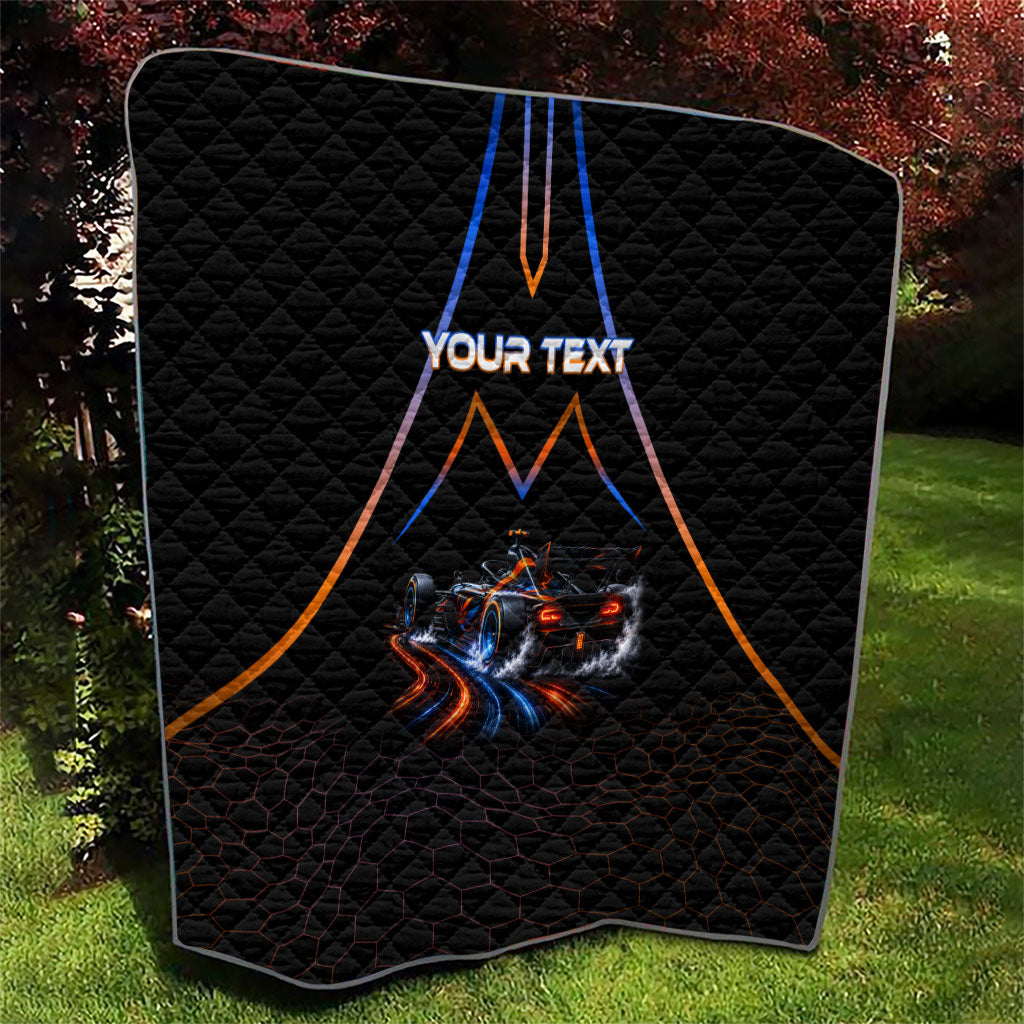 Personalized Night Race Division Motorsport Quilt Futuristic Neon Open Wheel Auto Racing