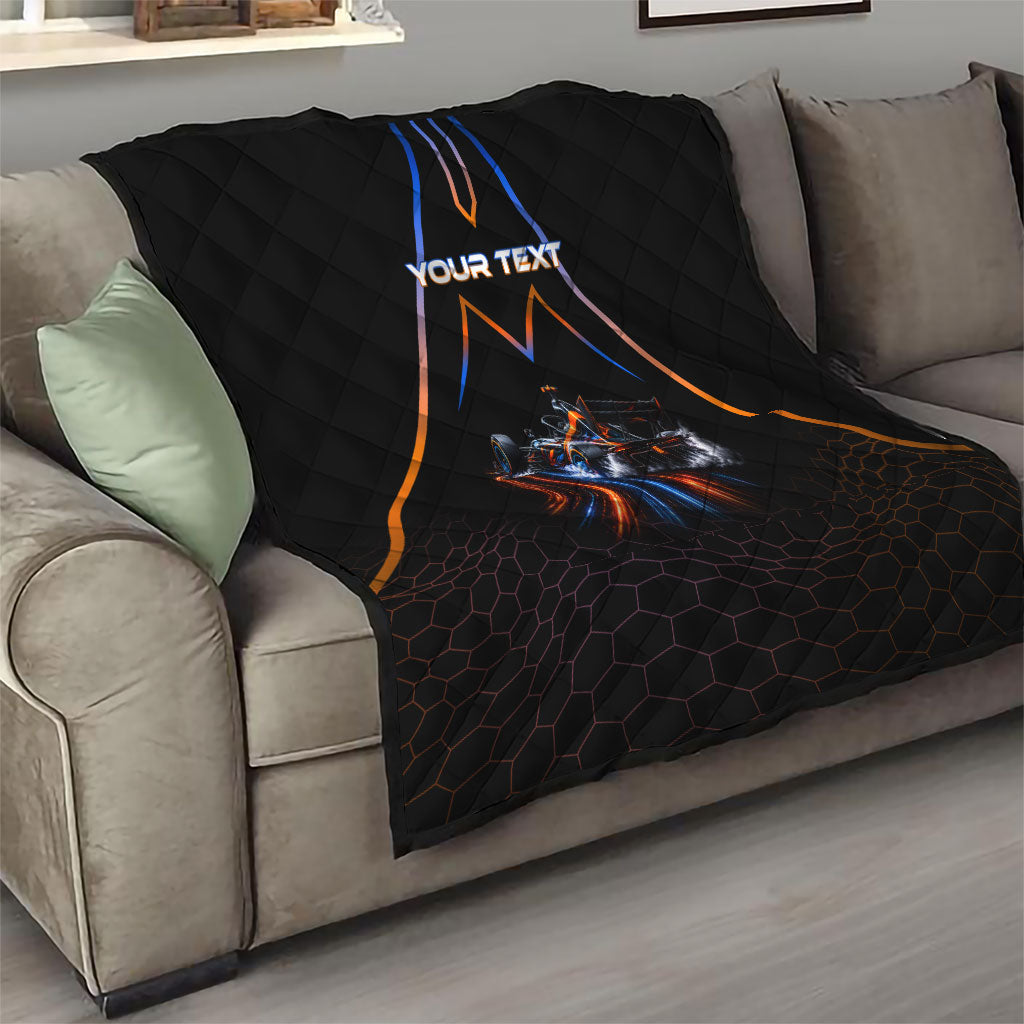 Personalized Night Race Division Motorsport Quilt Futuristic Neon Open Wheel Auto Racing