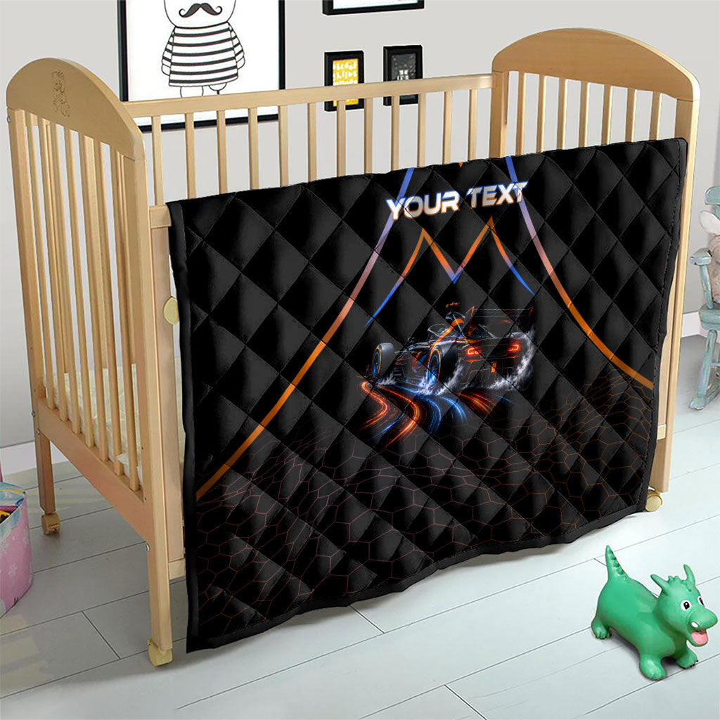 Personalized Night Race Division Motorsport Quilt Futuristic Neon Open Wheel Auto Racing
