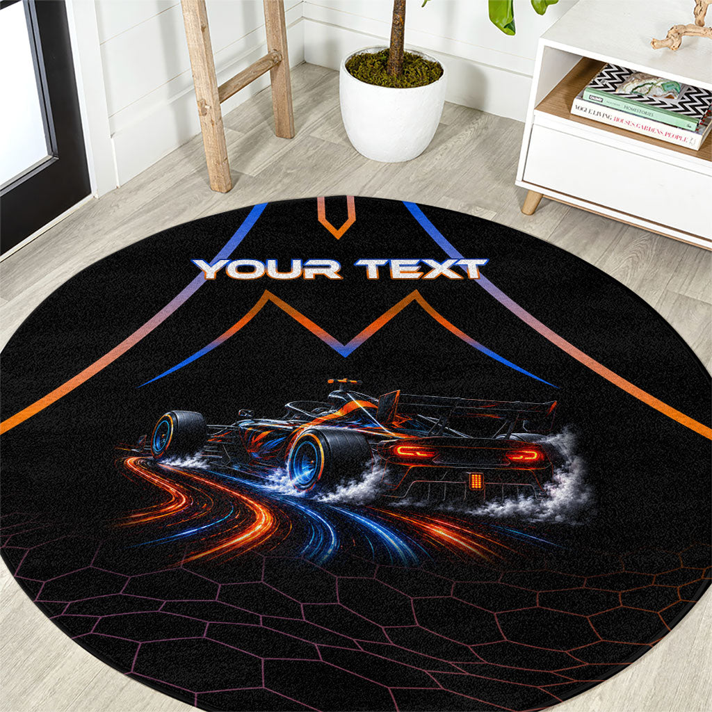 Personalized Night Race Division Motorsport Round Carpet Futuristic Neon Open Wheel Auto Racing