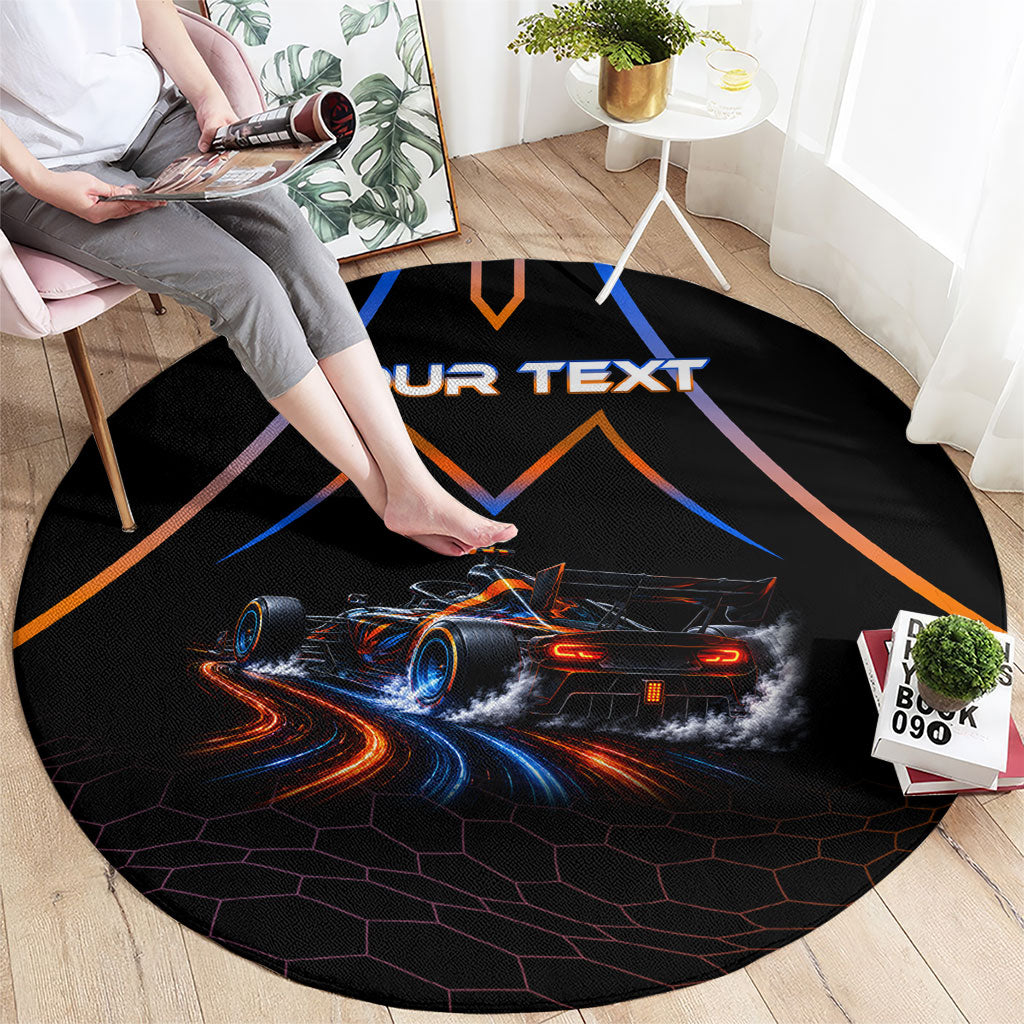 Personalized Night Race Division Motorsport Round Carpet Futuristic Neon Open Wheel Auto Racing