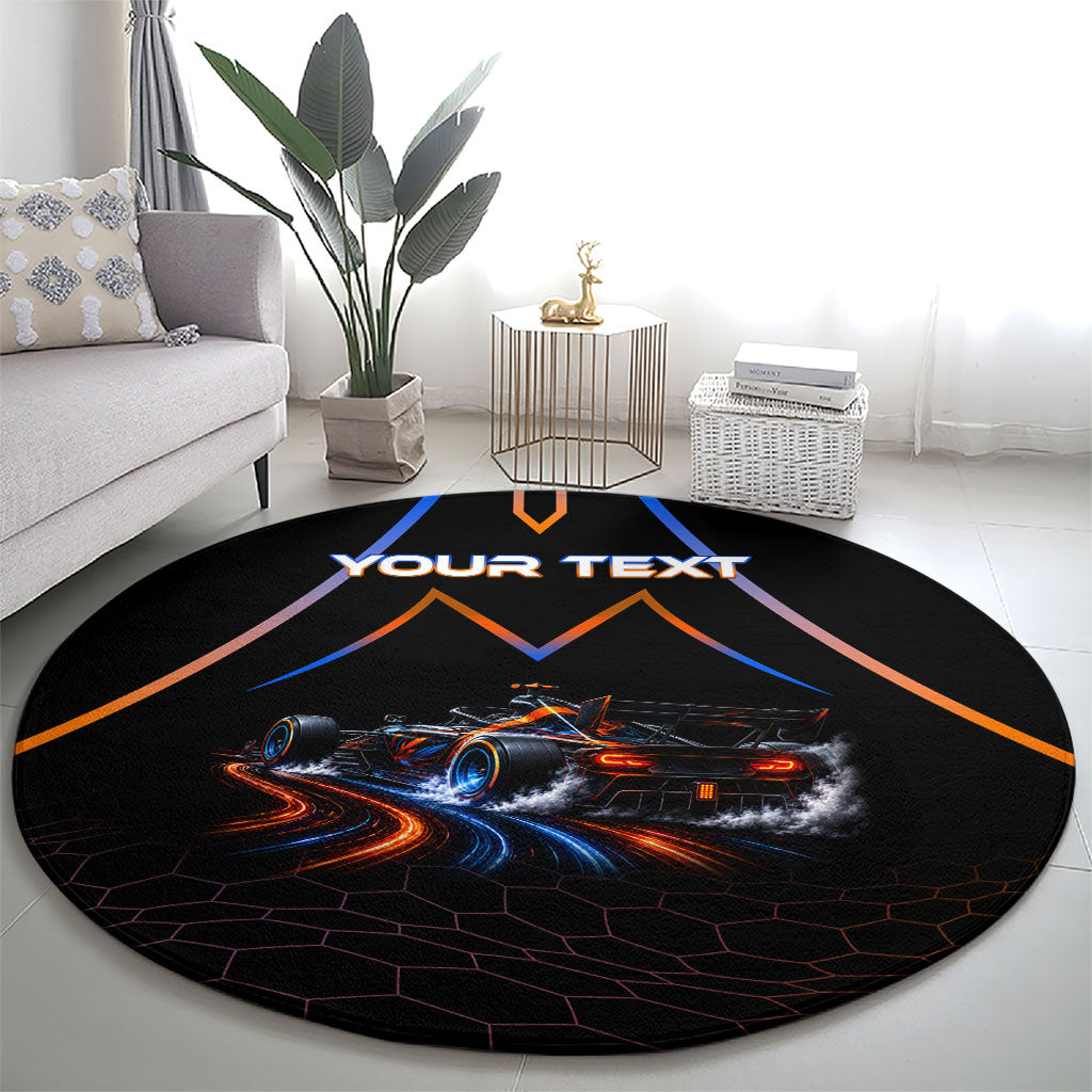 Personalized Night Race Division Motorsport Round Carpet Futuristic Neon Open Wheel Auto Racing