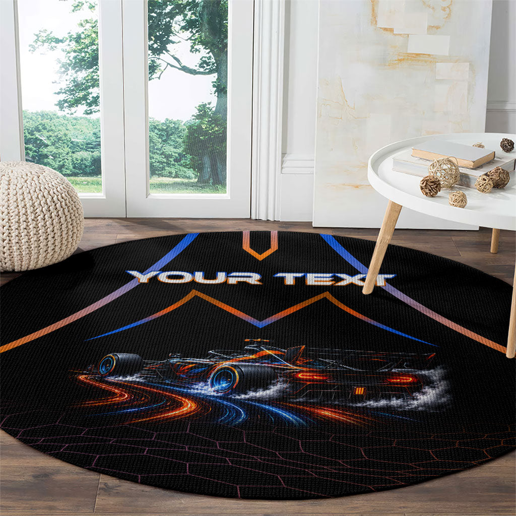 Personalized Night Race Division Motorsport Round Carpet Futuristic Neon Open Wheel Auto Racing