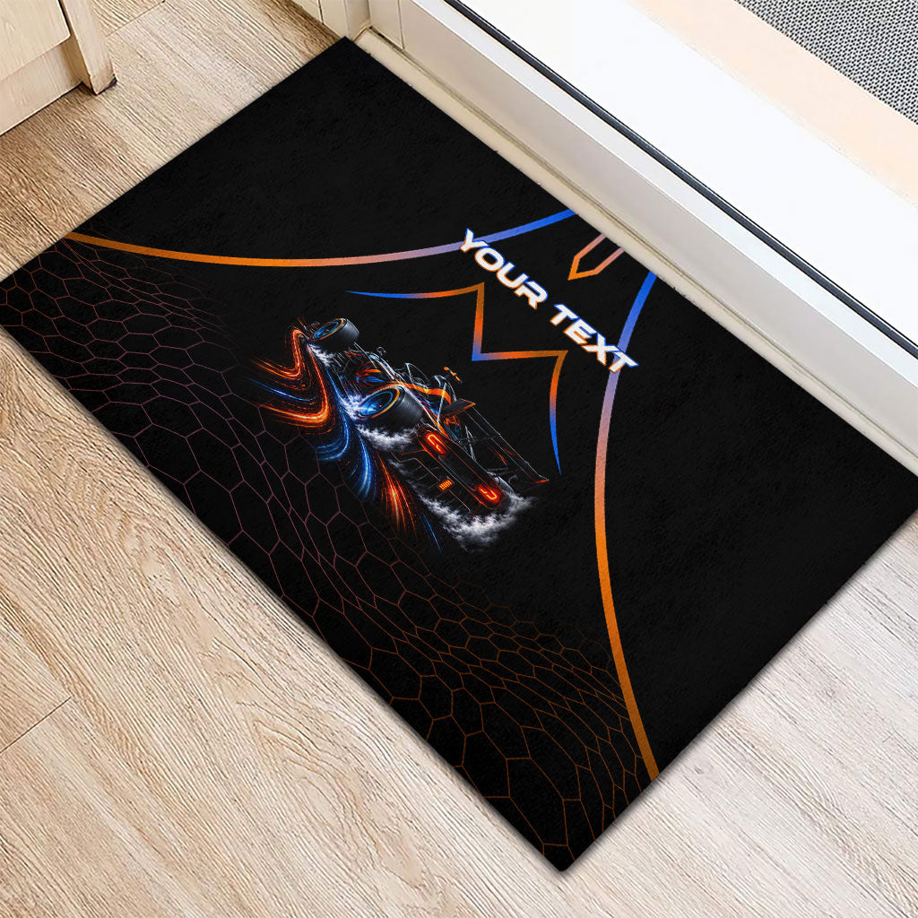 Personalized Night Race Division Motorsport Rubber Doormat Futuristic Neon Open Wheel Auto Racing