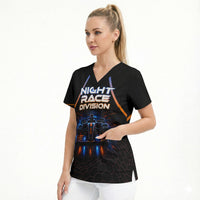 Personalized Night Race Division Motorsport Scrub Top Futuristic Neon Open Wheel Auto Racing