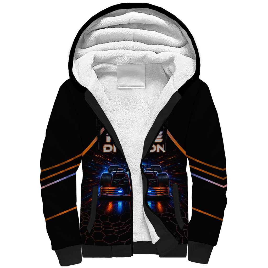 Personalized Night Race Division Motorsport Sherpa Hoodie Futuristic Neon Open Wheel Auto Racing