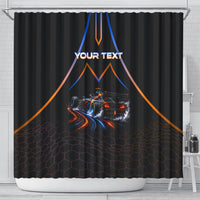 Personalized Night Race Division Motorsport Shower Curtain Futuristic Neon Open Wheel Auto Racing