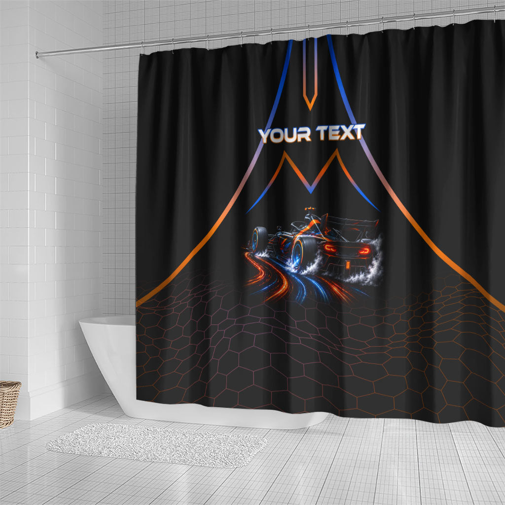 Personalized Night Race Division Motorsport Shower Curtain Futuristic Neon Open Wheel Auto Racing