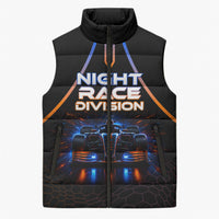 Personalized Night Race Division Motorsport Sleeveless Puffer Jacket Futuristic Neon Open Wheel Auto Racing