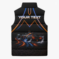 Personalized Night Race Division Motorsport Sleeveless Puffer Jacket Futuristic Neon Open Wheel Auto Racing