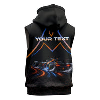 Personalized Night Race Division Motorsport Sleeveless Zip Hoodie Futuristic Neon Open Wheel Auto Racing