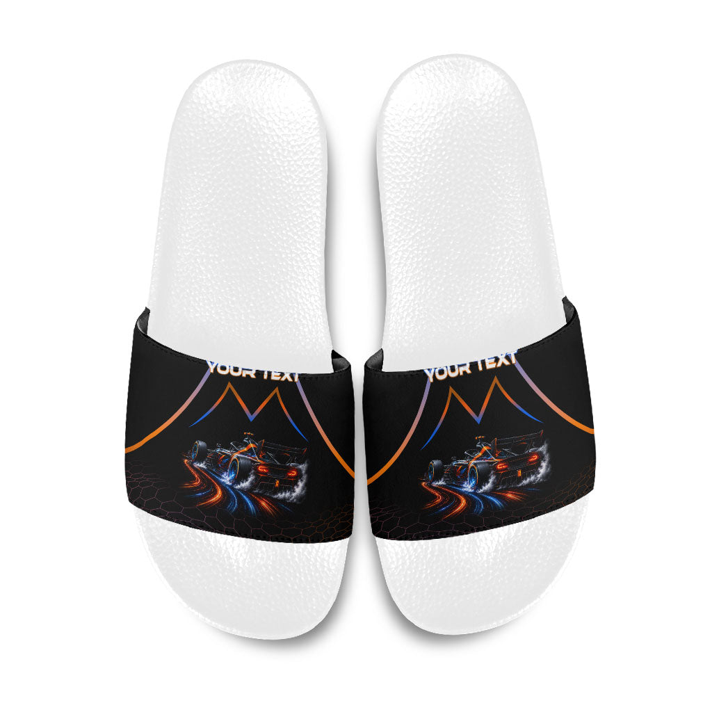 Personalized Night Race Division Motorsport Slide Sandals Futuristic Neon Open Wheel Auto Racing