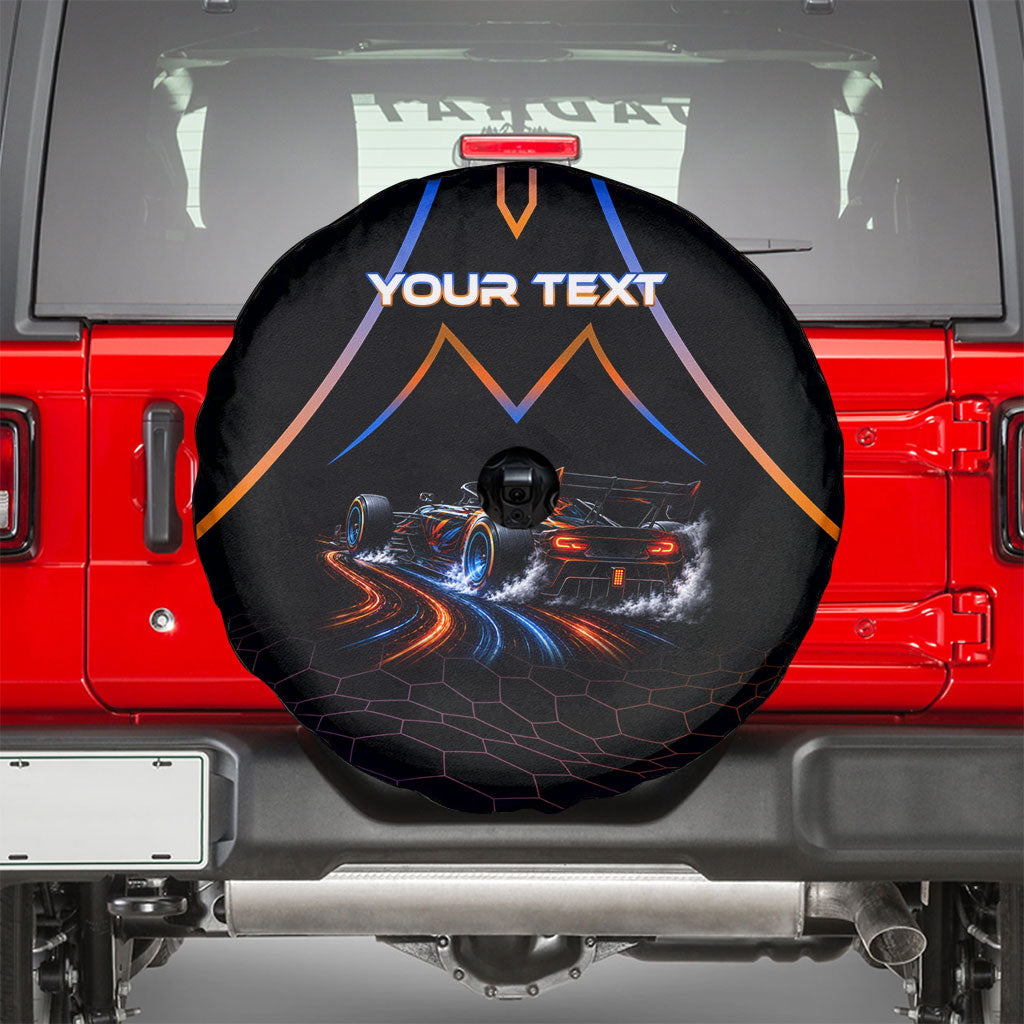 Personalized Night Race Division Motorsport Spare Tire Cover Futuristic Neon Open Wheel Auto Racing