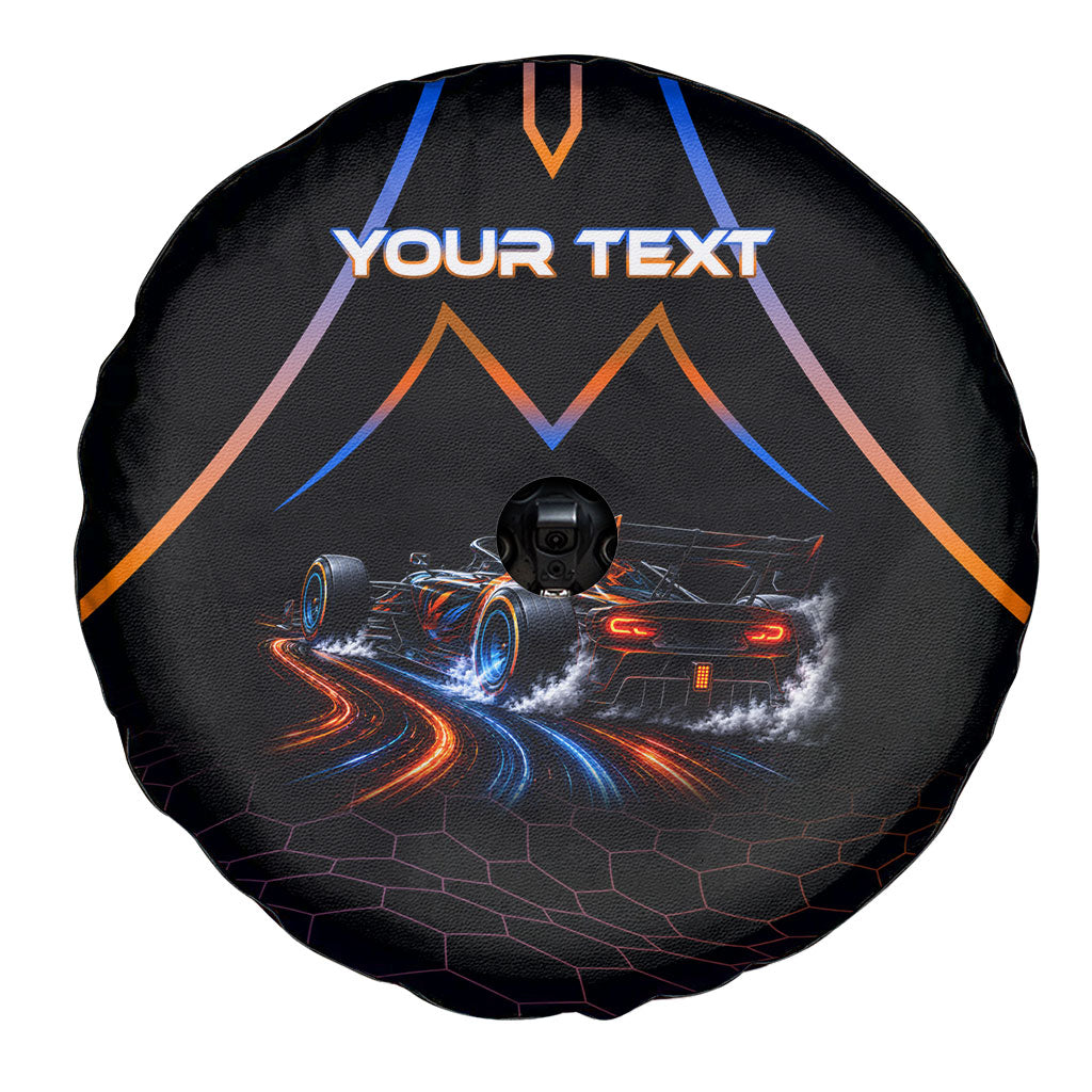 Personalized Night Race Division Motorsport Spare Tire Cover Futuristic Neon Open Wheel Auto Racing