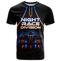 Personalized Night Race Division Motorsport T Shirt Futuristic Neon Open Wheel Auto Racing