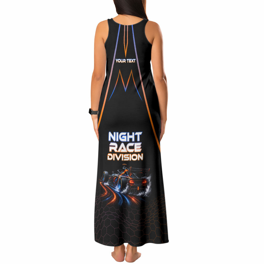 Personalized Night Race Division Motorsport Tank Maxi Dress Futuristic Neon Open Wheel Auto Racing