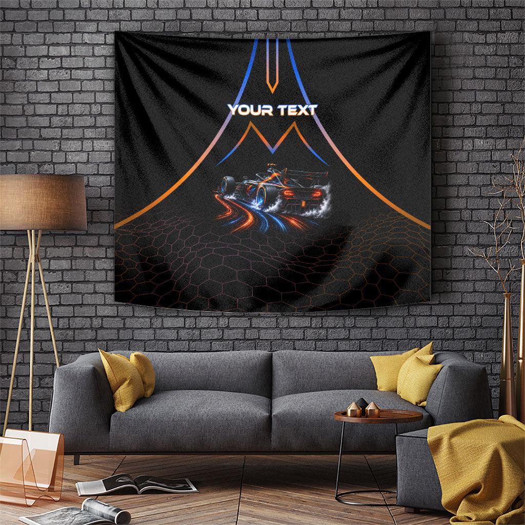 Personalized Night Race Division Motorsport Tapestry Futuristic Neon Open Wheel Auto Racing