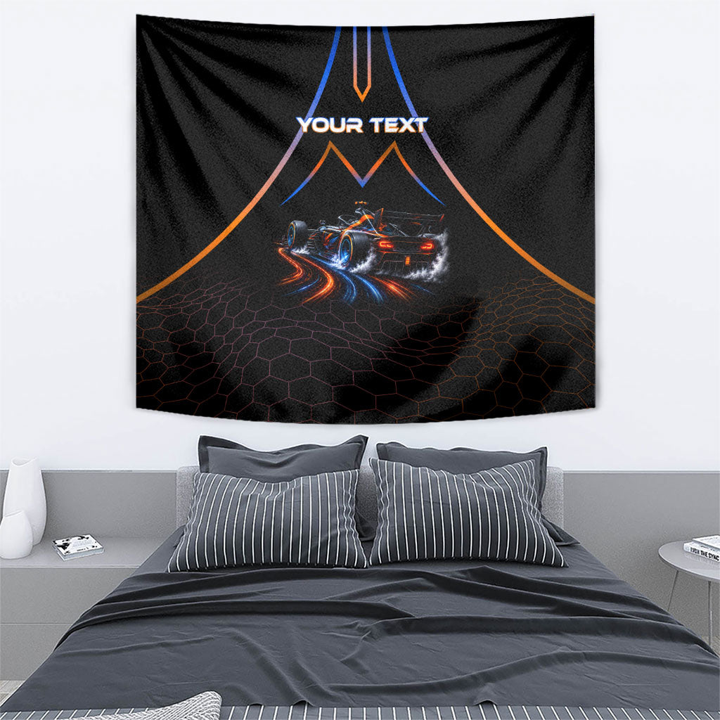 Personalized Night Race Division Motorsport Tapestry Futuristic Neon Open Wheel Auto Racing