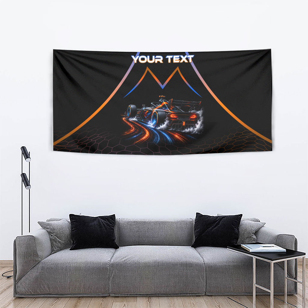 Personalized Night Race Division Motorsport Tapestry Futuristic Neon Open Wheel Auto Racing