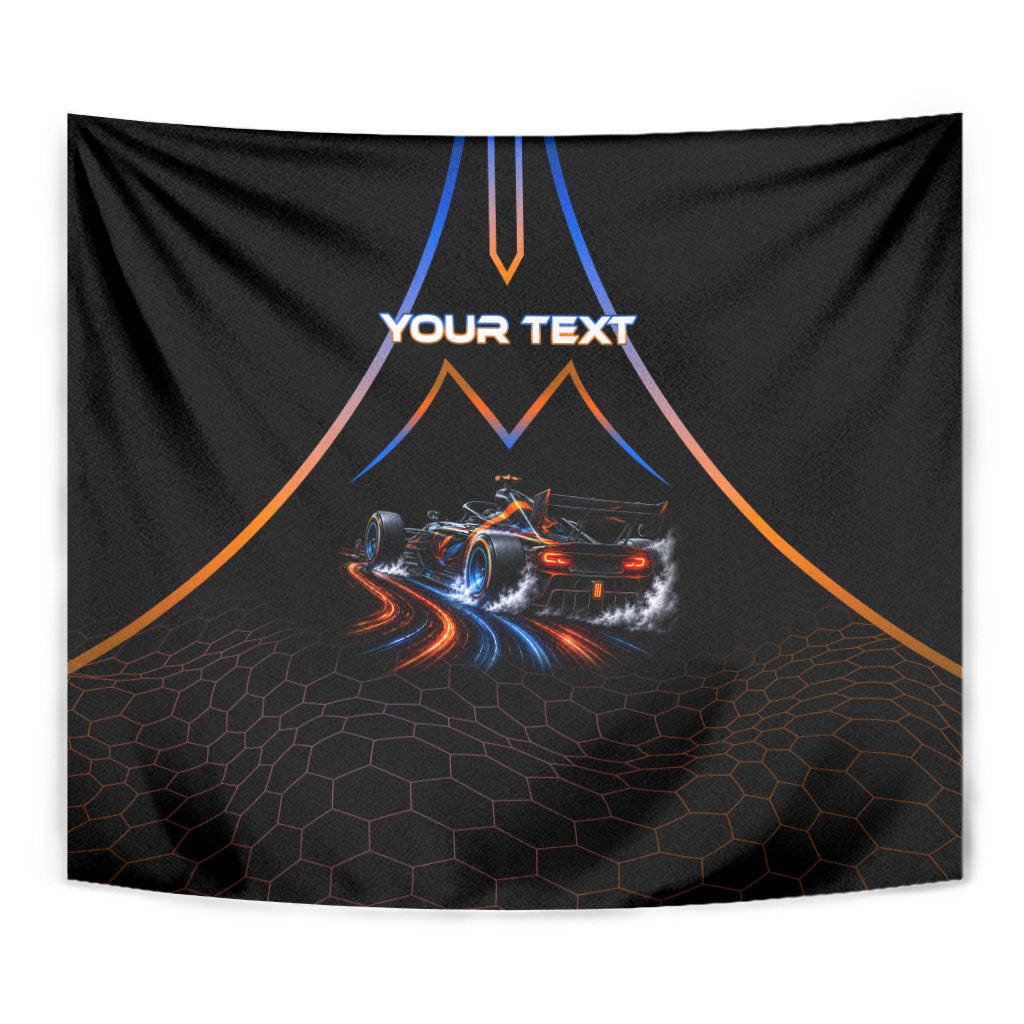 Personalized Night Race Division Motorsport Tapestry Futuristic Neon Open Wheel Auto Racing