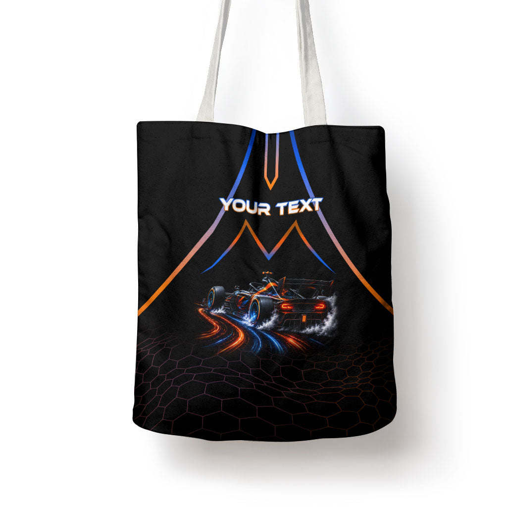 Personalized Night Race Division Motorsport Tote Bag Futuristic Neon Open Wheel Auto Racing