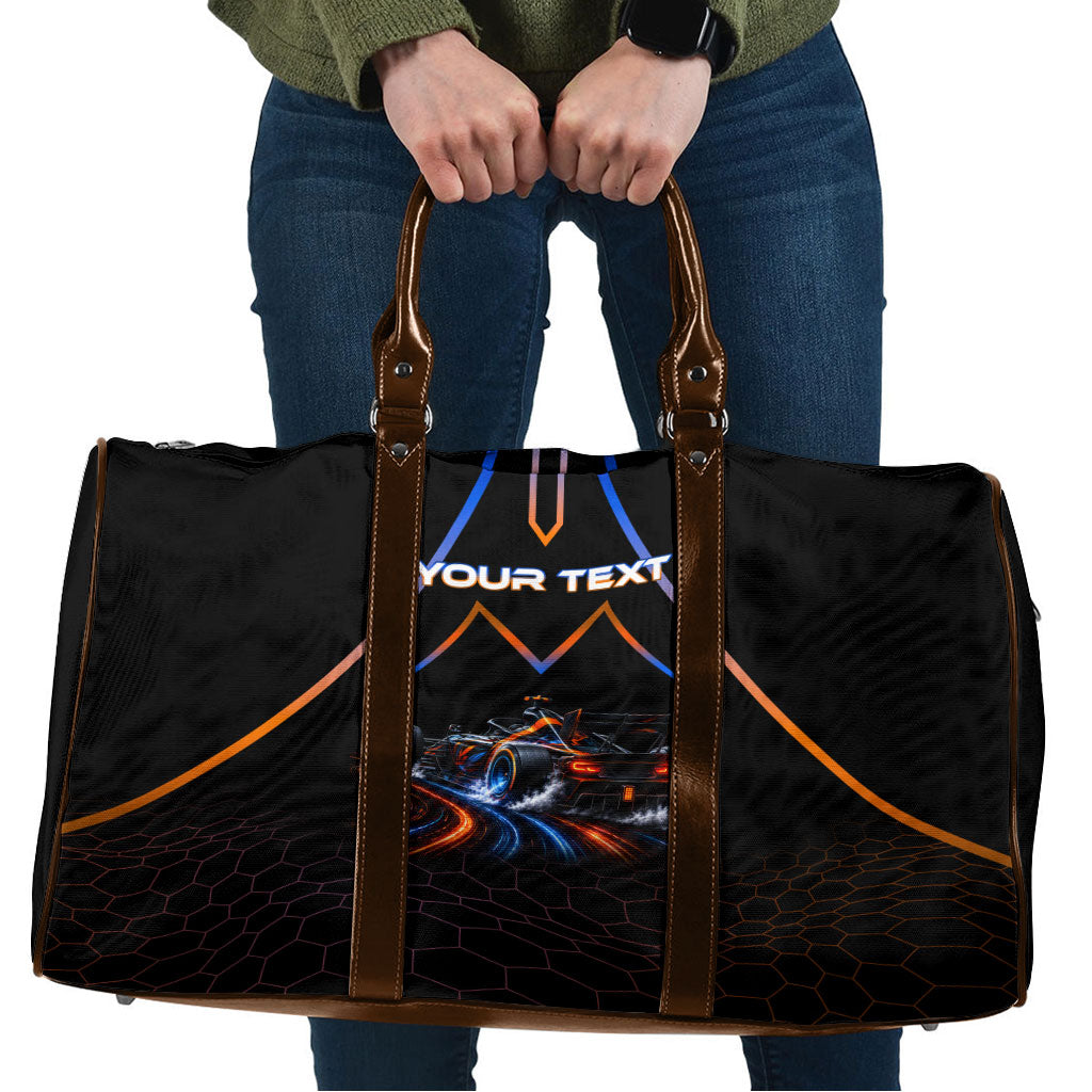 Personalized Night Race Division Motorsport Travel Bag Futuristic Neon Open Wheel Auto Racing