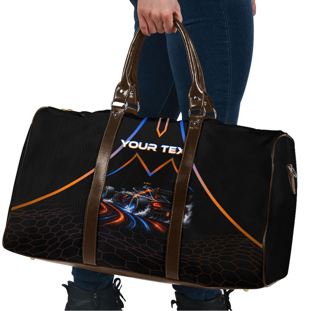 Personalized Night Race Division Motorsport Travel Bag Futuristic Neon Open Wheel Auto Racing