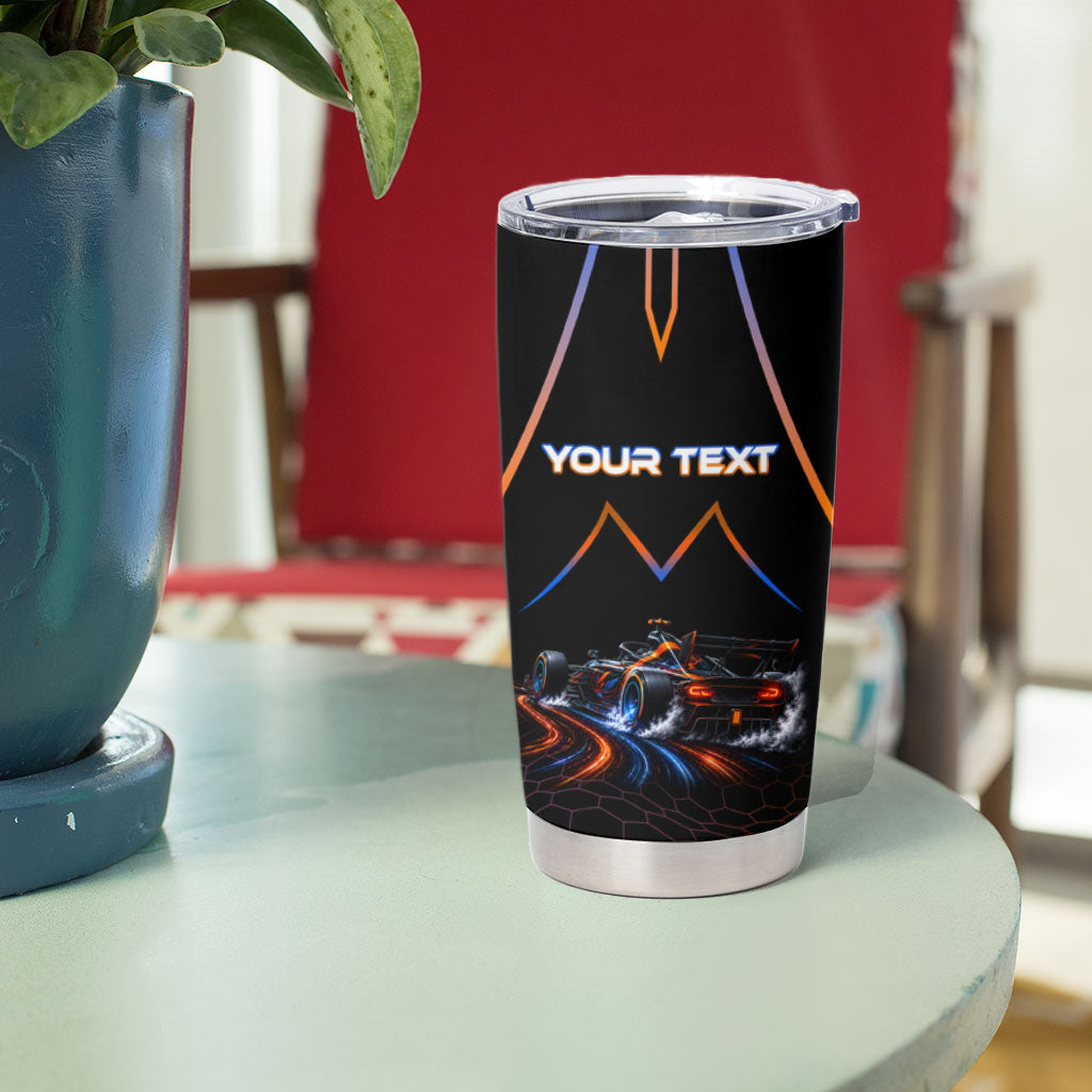 Personalized Night Race Division Motorsport Tumbler Cup Futuristic Neon Open Wheel Auto Racing