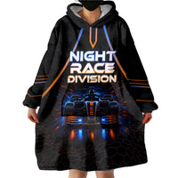 Personalized Night Race Division Motorsport Wearable Blanket Hoodie Futuristic Neon Open Wheel Auto Racing