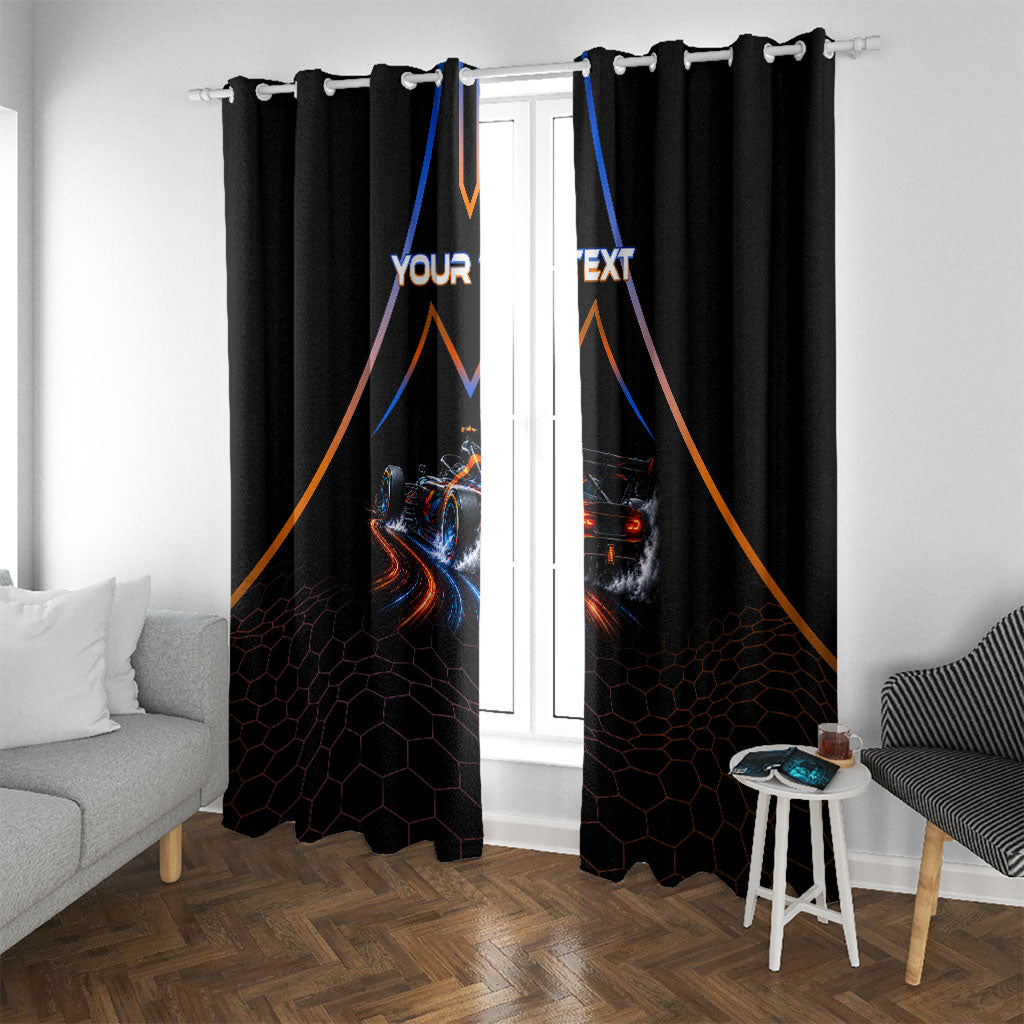 Personalized Night Race Division Motorsport Window Curtain Futuristic Neon Open Wheel Auto Racing
