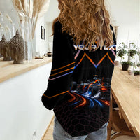 Personalized Night Race Division Motorsport Women Casual Shirt Futuristic Neon Open Wheel Auto Racing